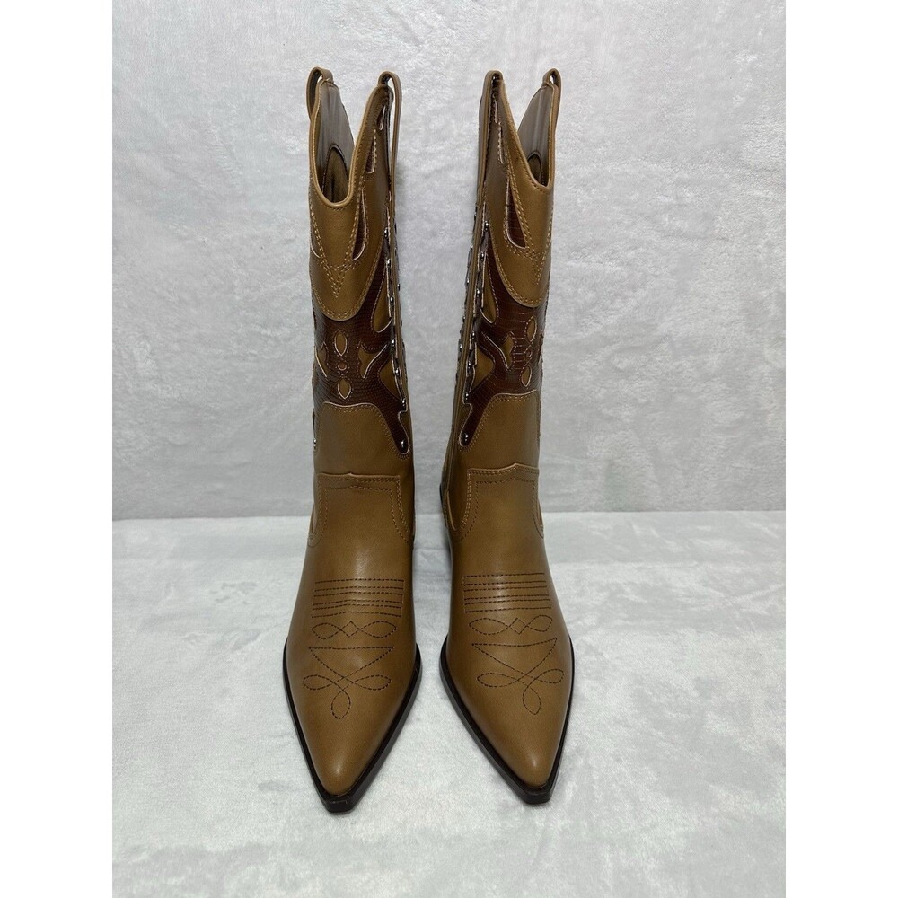 Madden Girl Western Cowboy Boots Women 8M Brown Pointed Toe - Picture 6 of 13